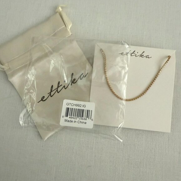 Ettika Adjustable Box Chain Choker Necklace Gold Tone 18k Plated Brass - Picture 6 of 7